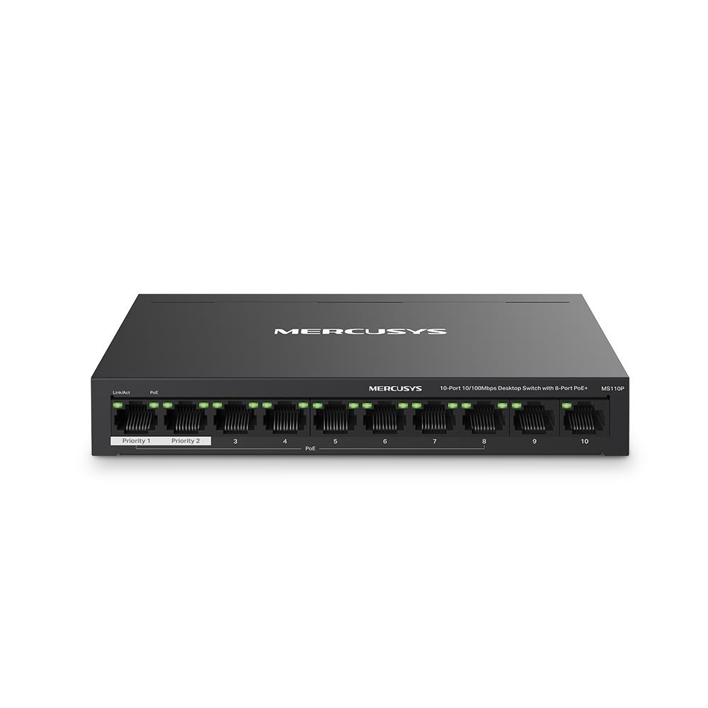 Switch|MERCUSYS|Desktop/pedestal|10x10Base-T / 100Base-TX|PoE+ ports 8|M...