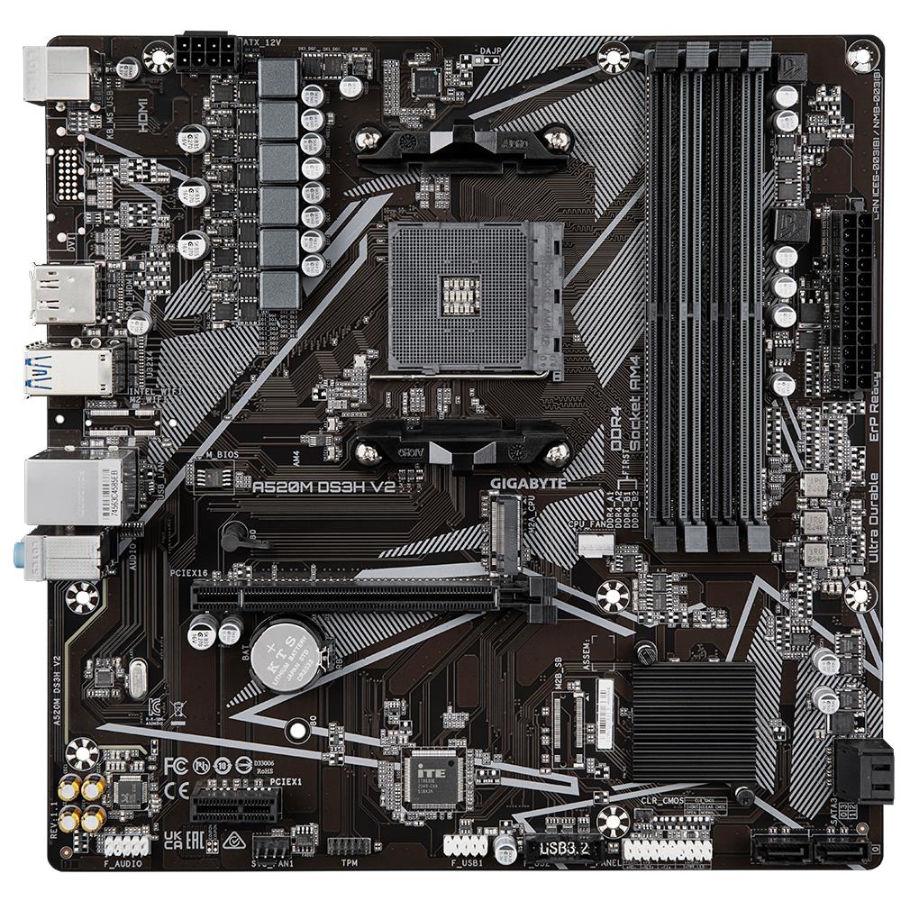 Mainboard|GIGABYTE|AMD A520|SAM4|Micro-ATX|Memory DDR4|Memory slots 4|1x...