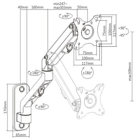 DISPLAY ACC MOUNTING ARM 27″/MA-WA1-02 GEMBIRD