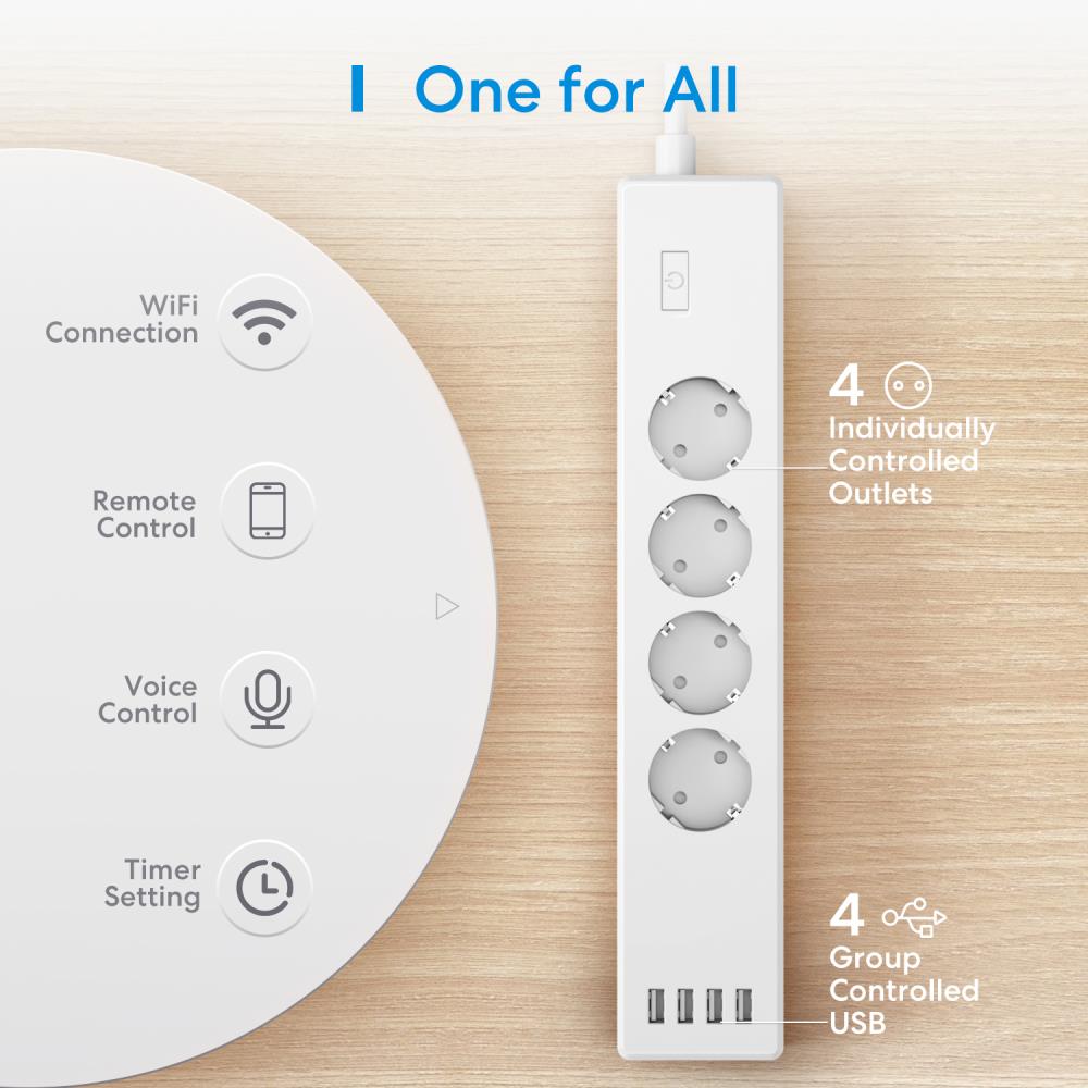 SMART HOME POWER STRIP WRL EU/4AC + 4USB MSS425FHK MEROSS