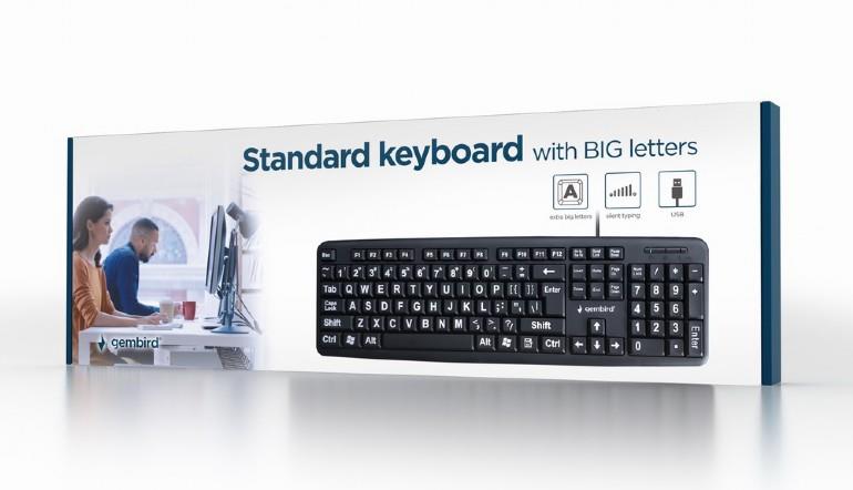 Klaviatuur STANDART USB ENG BIG/LETT. BLACK KB-US-103 GEMBIRD