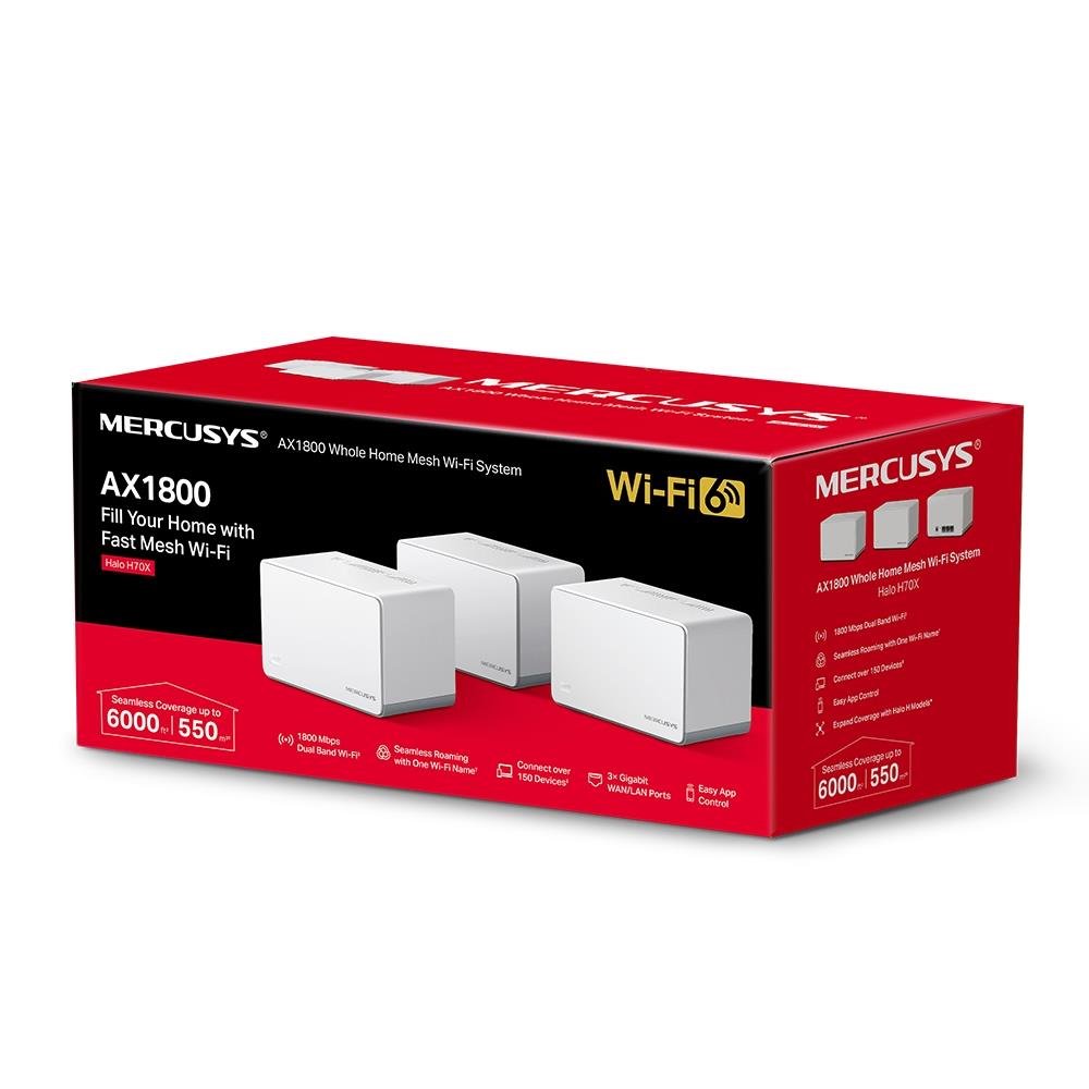 Wireless Router|MERCUSYS|3-pack|Mesh|Wi-Fi 6|HALOH70X(3-PACK)