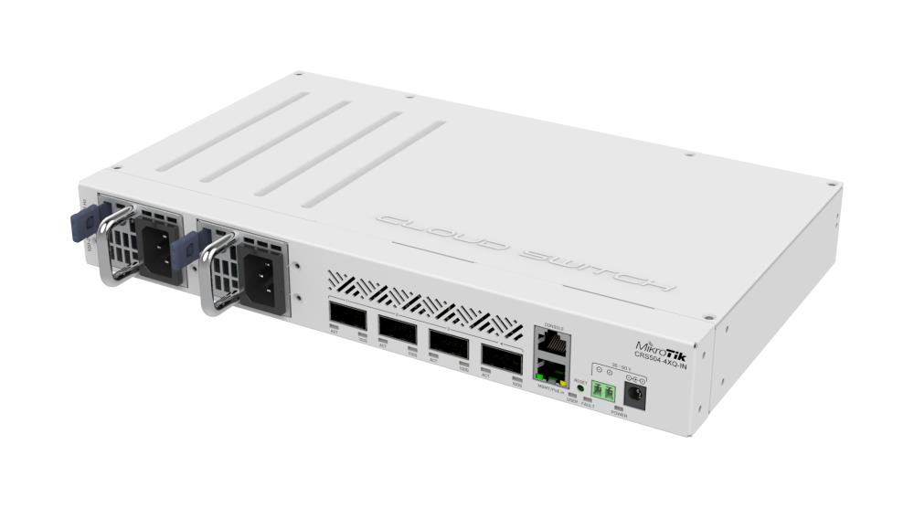 Switch|MIKROTIK|CRS504-4XQ-IN|Rack 1U|1x10Base-T / 100Base-TX|4xQSFP28|C...