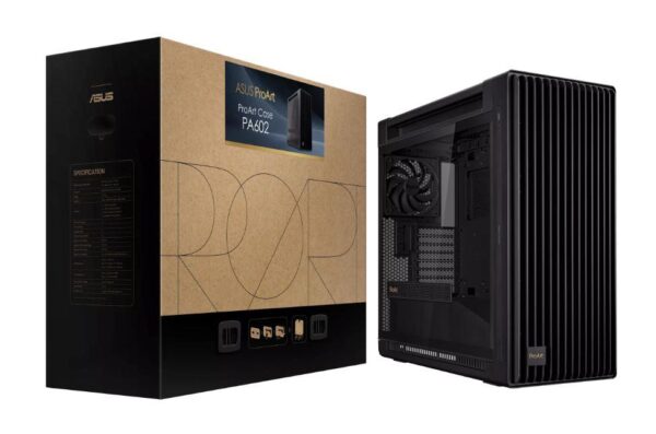 Case|ASUS|PA602|MidiTower|Case product features Transparent panel|Not included|ATX|EATX|MicroATX|MiniDTX|MiniITX|Colour Black|PROARTPA602TGARGBBLK