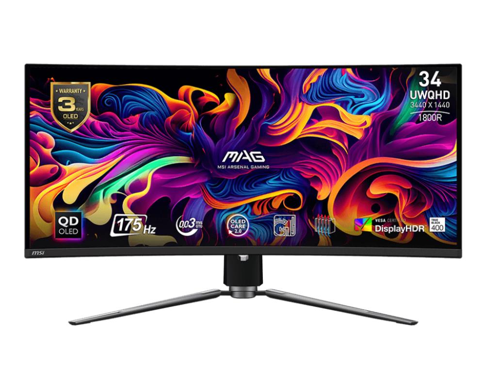 LCD Monitor|MSI|34″|Curved/21 : 9|Panel QD-OLED|3440×1440|21:...