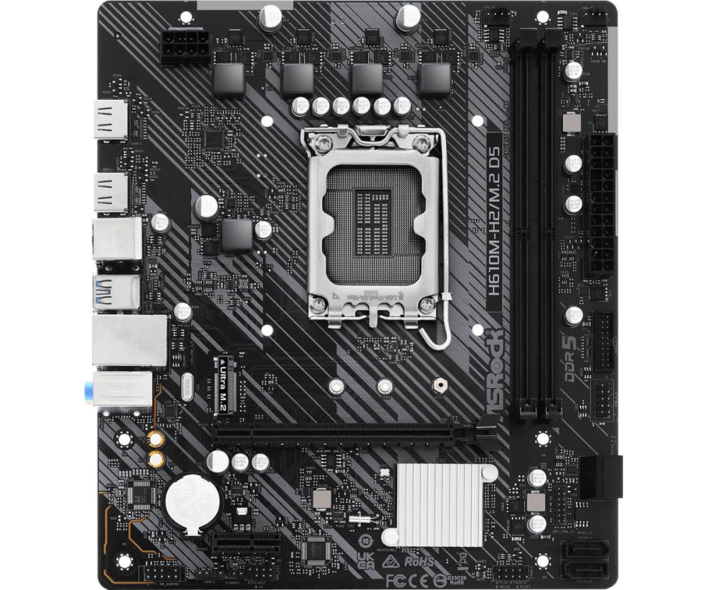 Emaplaat|ASROCK|Intel H610|LGA1700|Micro-ATX|Memory DDR5|Memory slots 2&...