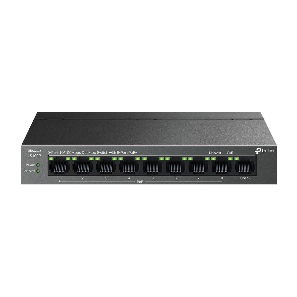 Switch|TP-LINK|LS109P|Desktop/pedestal|9x10Base-T / 100Base-TX|PoE+ port...