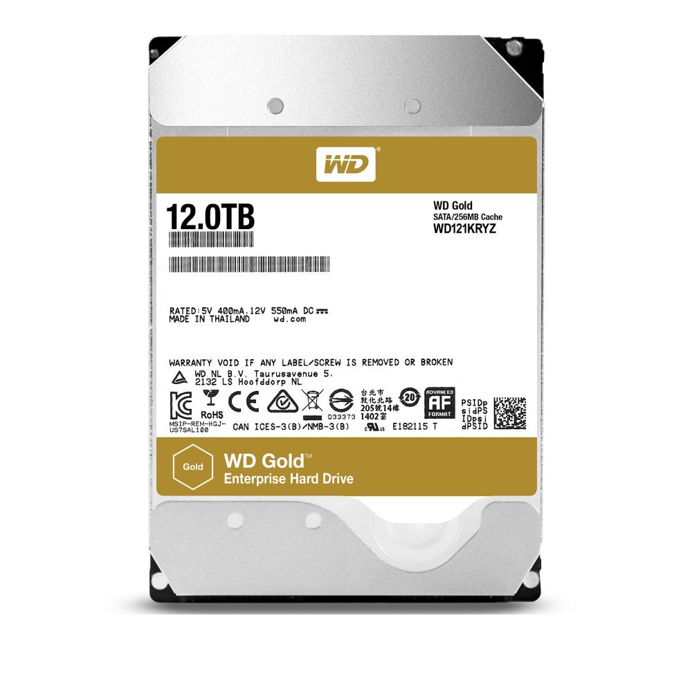 HDD|WESTERN DIGITAL|Gold|12TB|SATA 3.0|256 MB|7200 rpm|3,5″|WD121KRYZ