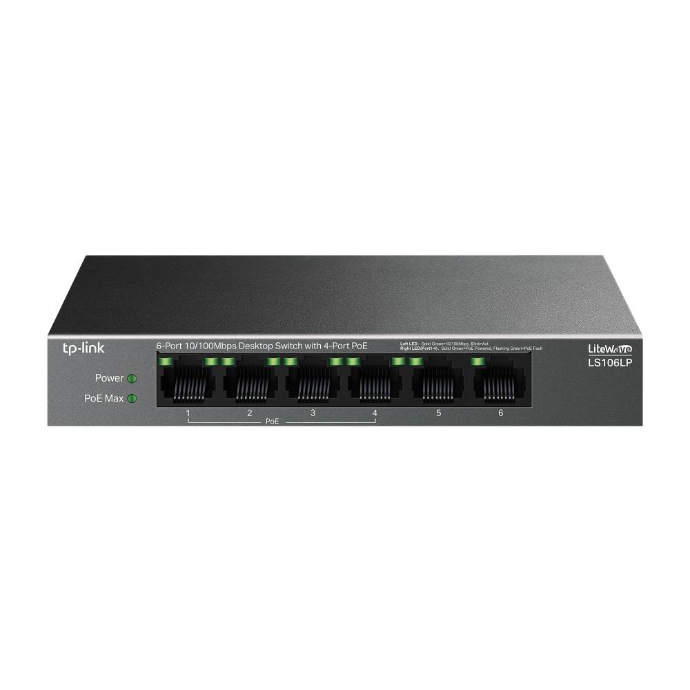 Switch|TP-LINK|LS106LP|Desktop/pedestal|6x10Base-T / 100Base-TX|PoE port...