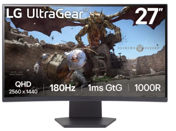 LCD Monitor|LG|27GS60QC-B|27"|Gaming/Curved|Panel VA|2560x1440|16:9|180 Hz|Matte|1 ms|Tilt|Colour Black|27GS60QC-B