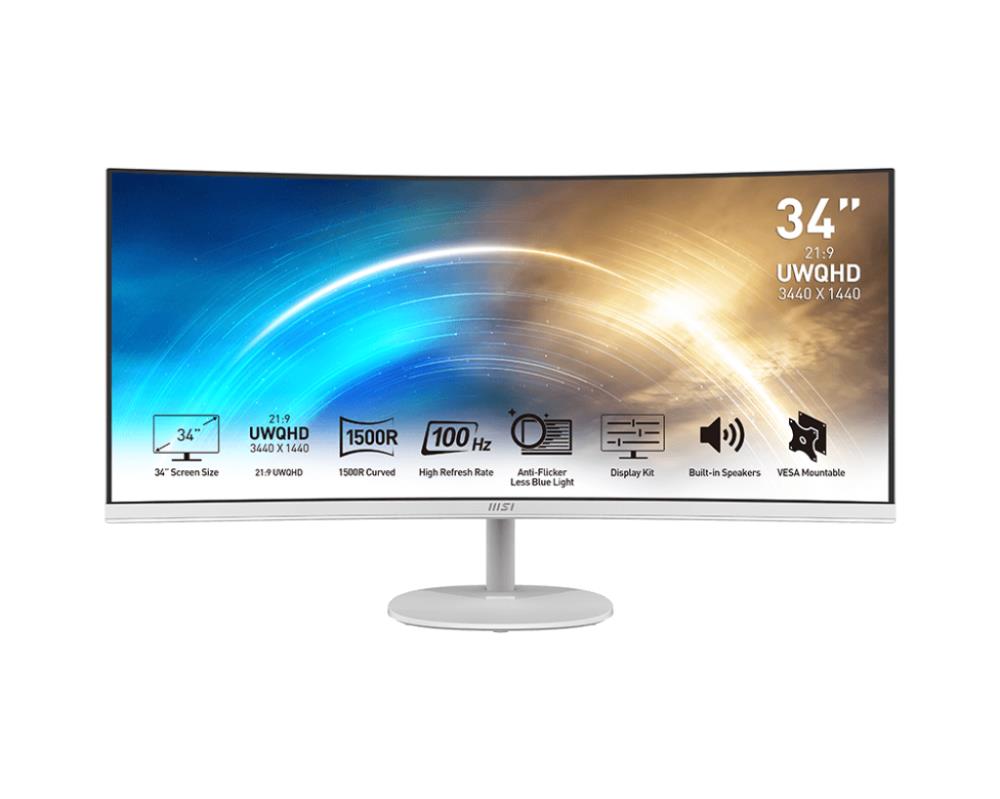 LCD Monitor|MSI|PRO MP341CQW|34″|Business/Curved/21 : 9|Panel VA|3...