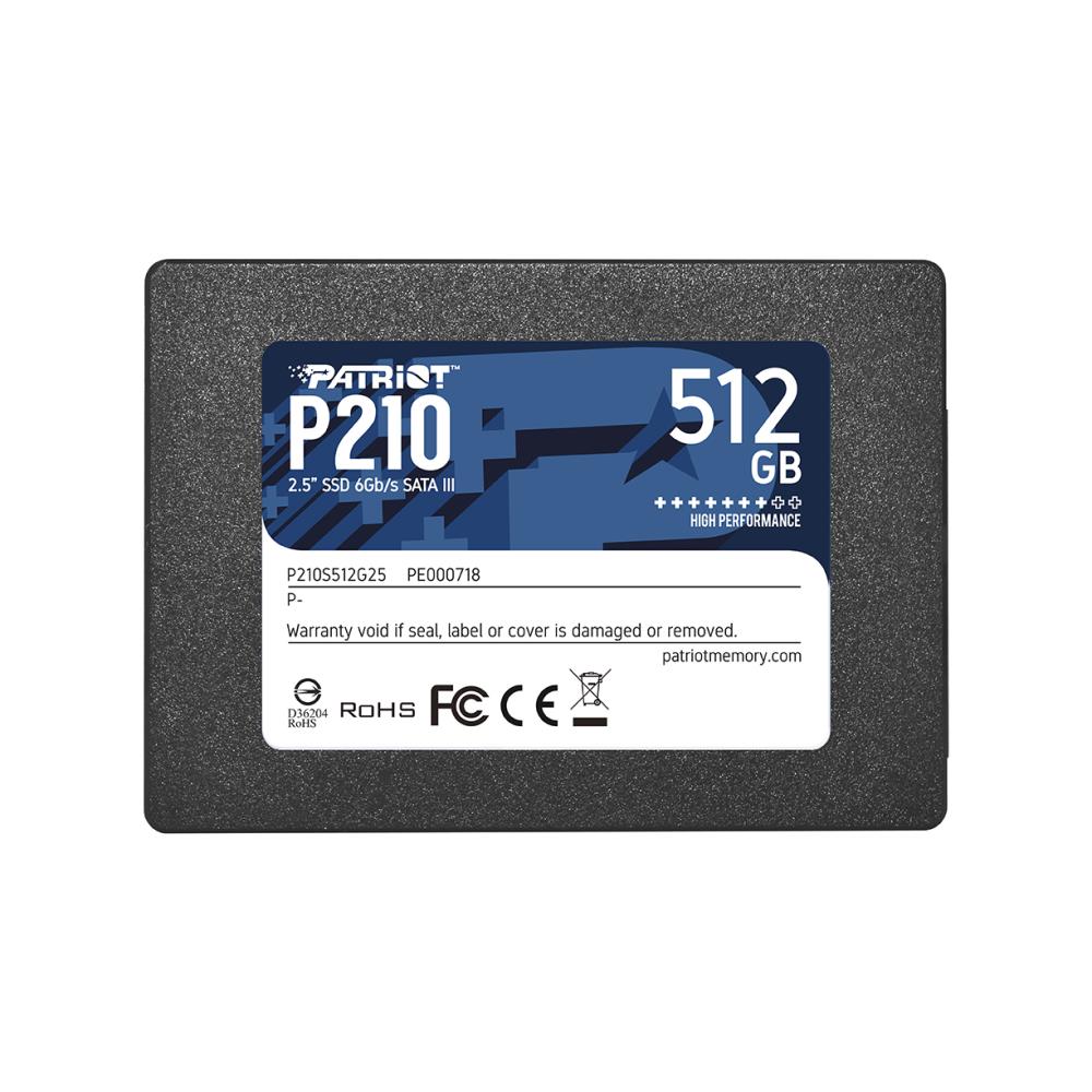 SSD|PATRIOT|P210|512GB|SATA 3.0|Write speed 430 MBytes/sec|Read speed 52...