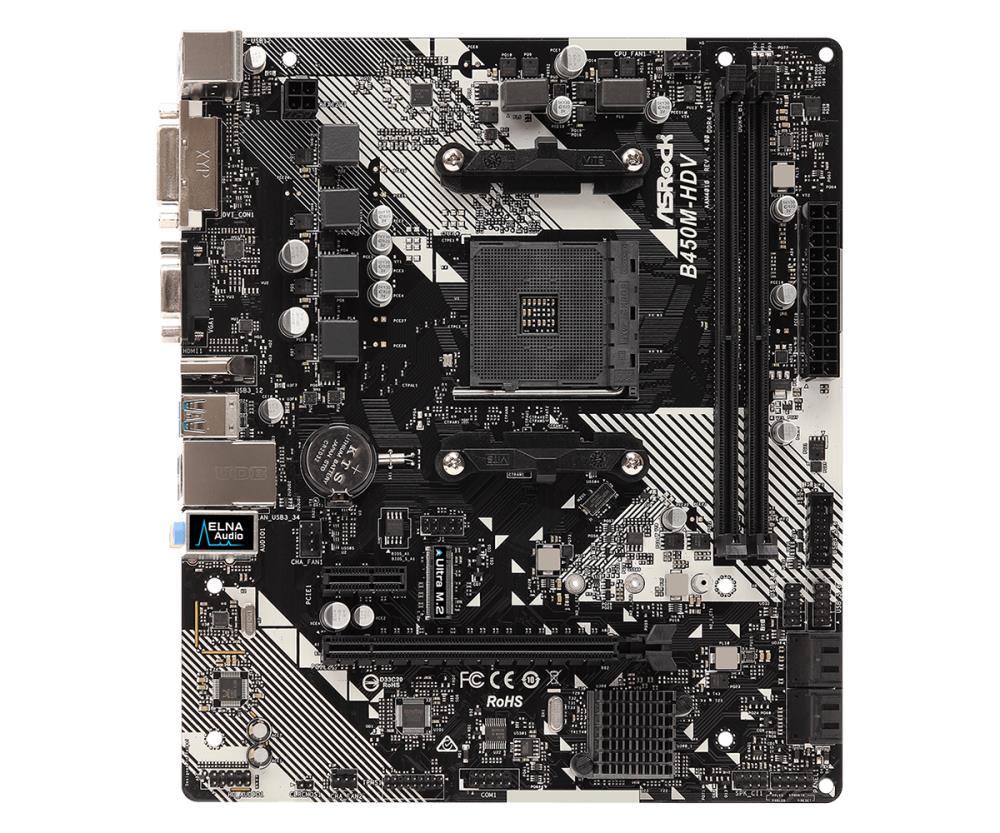 Emaplaat|ASROCK|AMD B450|SAM4|Micro-ATX|Memory DDR4|Memory slots 2|1xPC&...