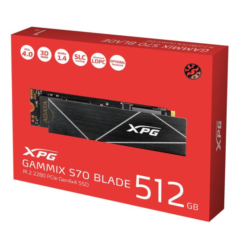 SSD|ADATA|XPG GAMMIX S70|512GB|M.2|PCIe Gen4|3D NAND|Write speed 2600 MB...