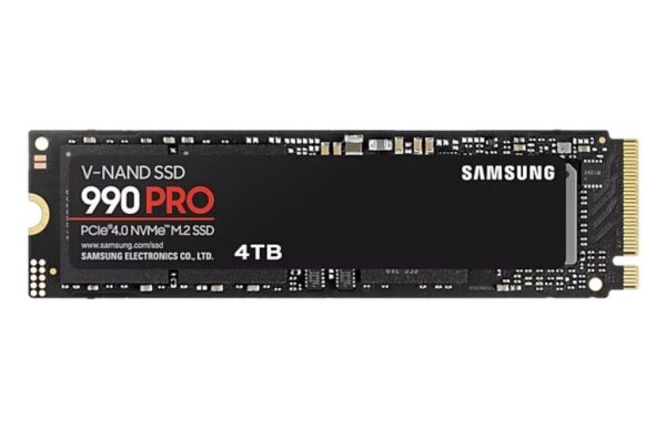 SSD|SAMSUNG|990 PRO|4TB|M.2|PCIe Gen4|NVMe|TLC|Write speed 6900 MBytes/sec|Read speed 7450 MBytes/sec|2.3mm|TBW 2400 TB|MTBF 1500000 hours|MZ-V9P4T0BW