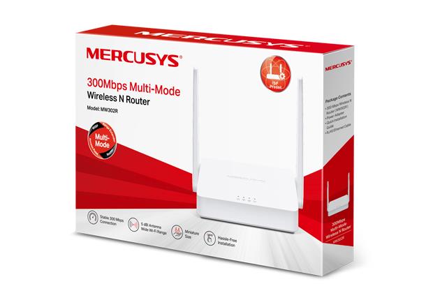 Wireless Router|MERCUSYS|Wireless Router|300 Mbps|IEEE 802.11b|IEEE 802.11g|IEEE 802.11n|2×10/100M|LAN  WAN ports 1|Number of antennas 2|MW302R