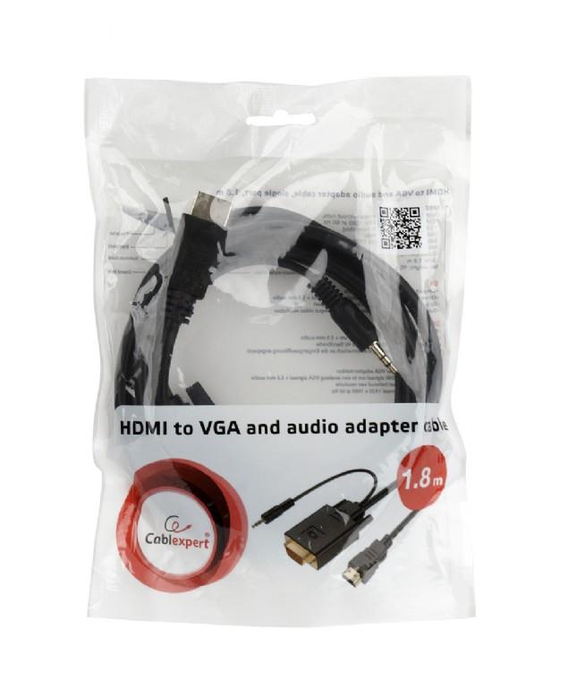 KAABEL HDMI-VGA +3.5MM/1.8M A-HDMI-VGA-03-6 GEMBIRD