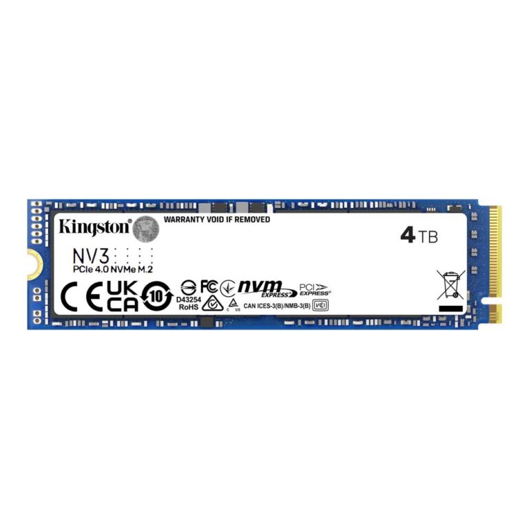 SSD|KINGSTON|NV3|4TB|M.2|PCIE|3D NAND|Write speed 5000 MBytes/sec|Read s...