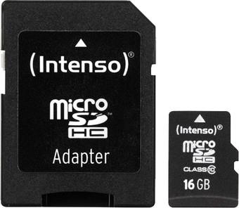 MÄLUKAART SDHC 16GB C10/W/ADAPTER 3413470 INTENSO