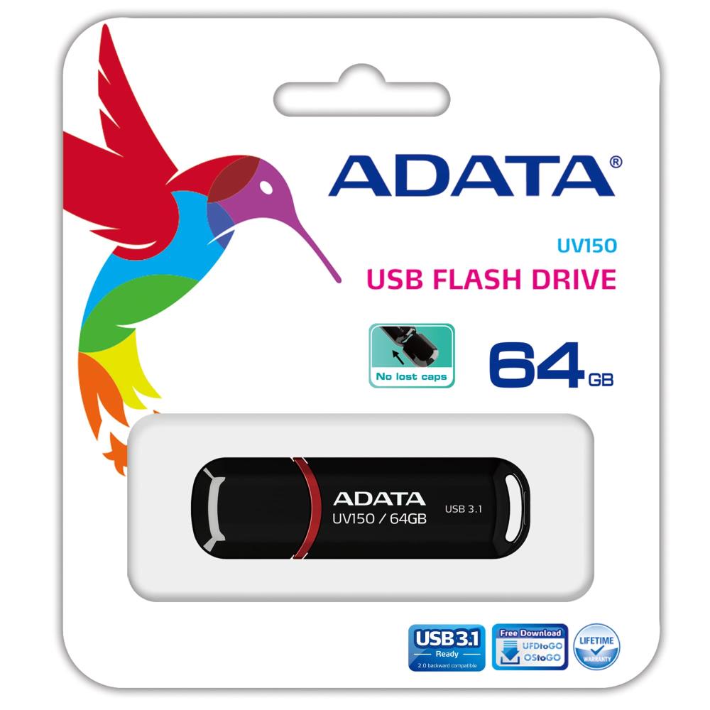 MÄLUPULK FLASH USB3.1 64GB/BLACK AUV150-64G-RBK ADATA