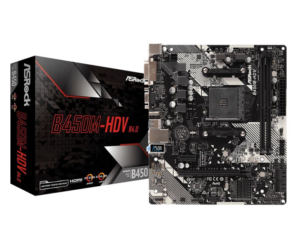 Emaplaat|ASROCK|AMD B450|SAM4|Micro-ATX|Memory DDR4|Memory slots 2|1xPC&...