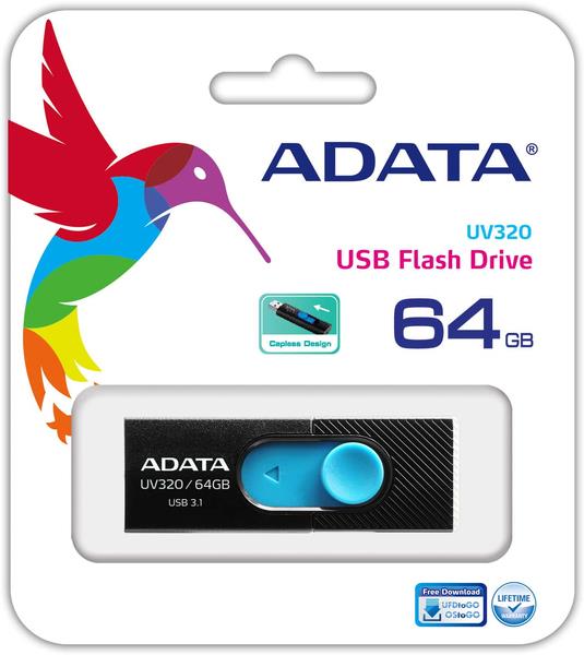 MÄLUPULK FLASH USB3.1 64GB/BLACK AUV320-64G-RBKBL ADATA