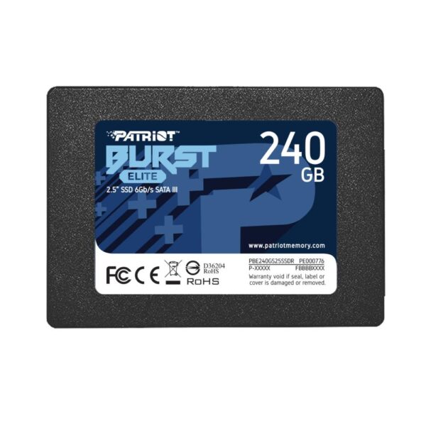 SSD|PATRIOT|Burst Elite|240GB|SATA 3.0|3D NAND|Write speed 320 MBytes/sec|Read speed 450 MBytes/sec|2,5"|TBW 100 TB|PBE240GS25SSDR