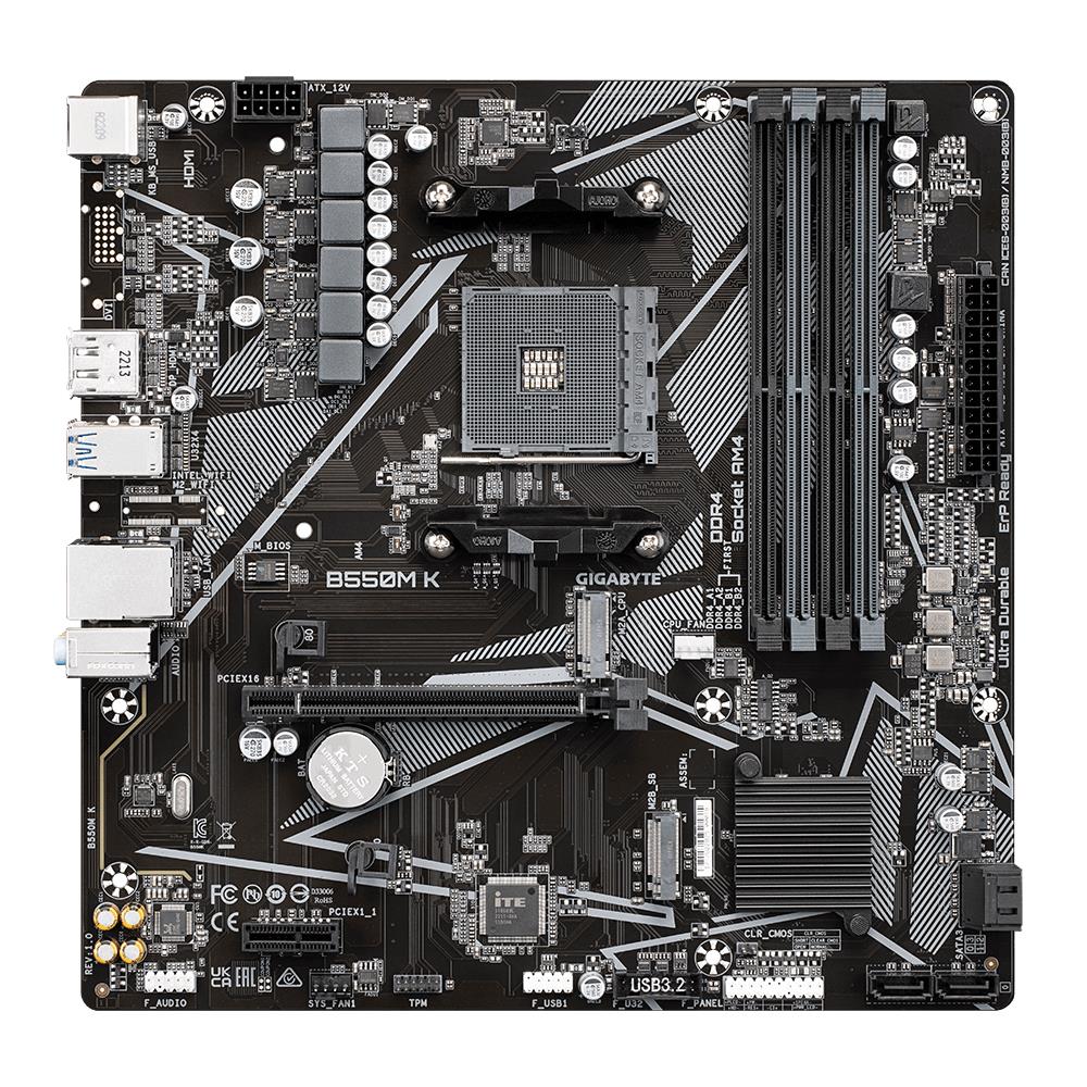 Emaplaat|GIGABYTE|AMD B550|SAM4|Micro-ATX|Memory DDR4|Memory slots 4|1x&...