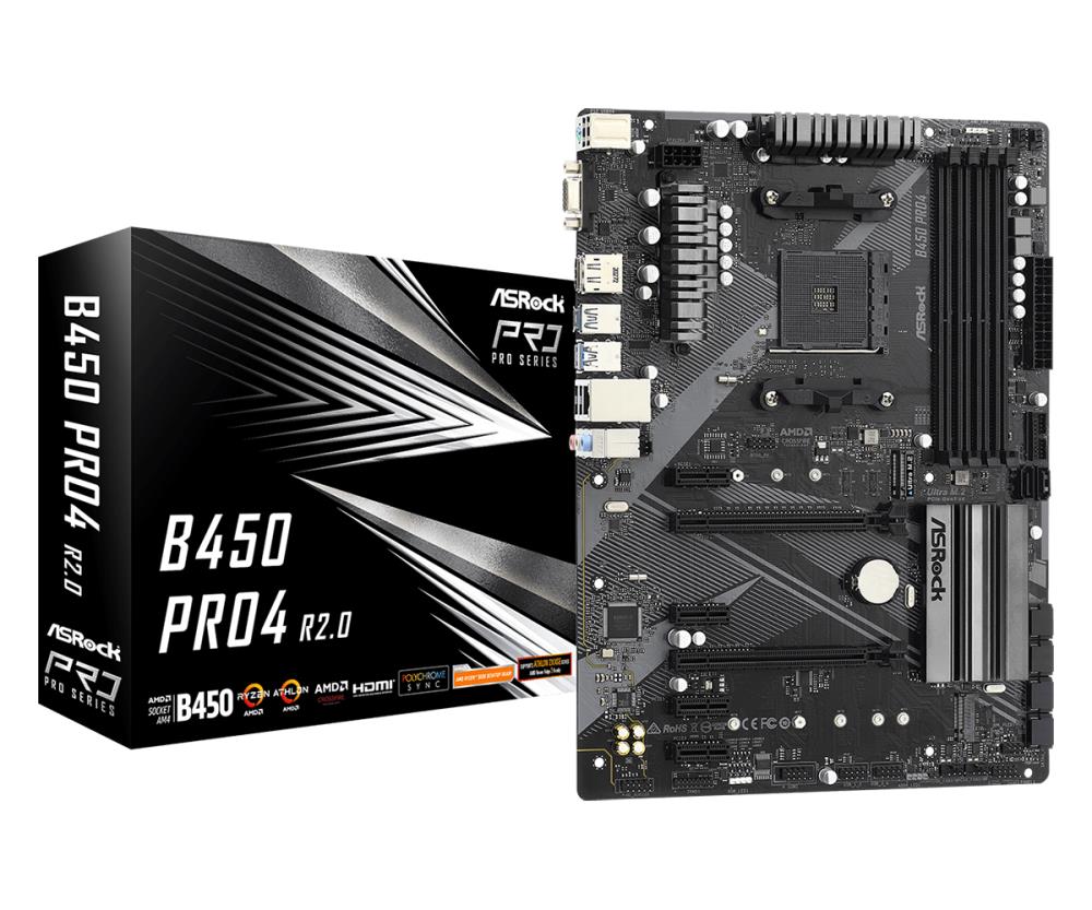 Emaplaat|ASROCK|AMD B450|SAM4|ATX|4xPCI-Express 2.0 1x|2xPCI-Express 3&#...