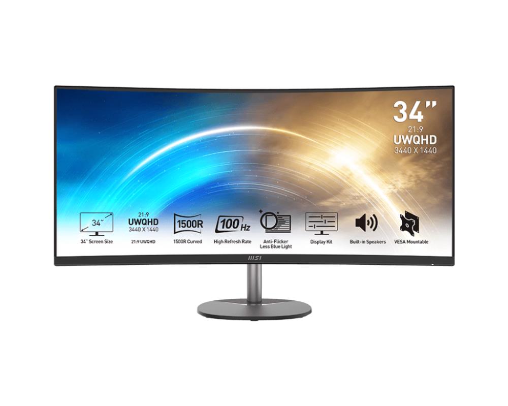 LCD Monitor|MSI|PRO MP341CQ|34″|Business/Curved/21 : 9|Panel VA|34...