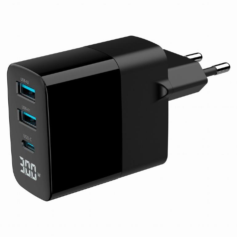 CHARGER USB 30W 3PORT/TA-UC-PDQC30LCD-BK-02 GEMBIRD