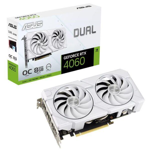 Graphics Card|ASUS|NVIDIA GeForce RTX 4060|8 GB|GDDR6|128 bit|PCIE 4.0 16x|Dual Slot Fansink|1xHDMI|3xDisplayPort|DUAL-RTX4060-O8G-EVO-WHT