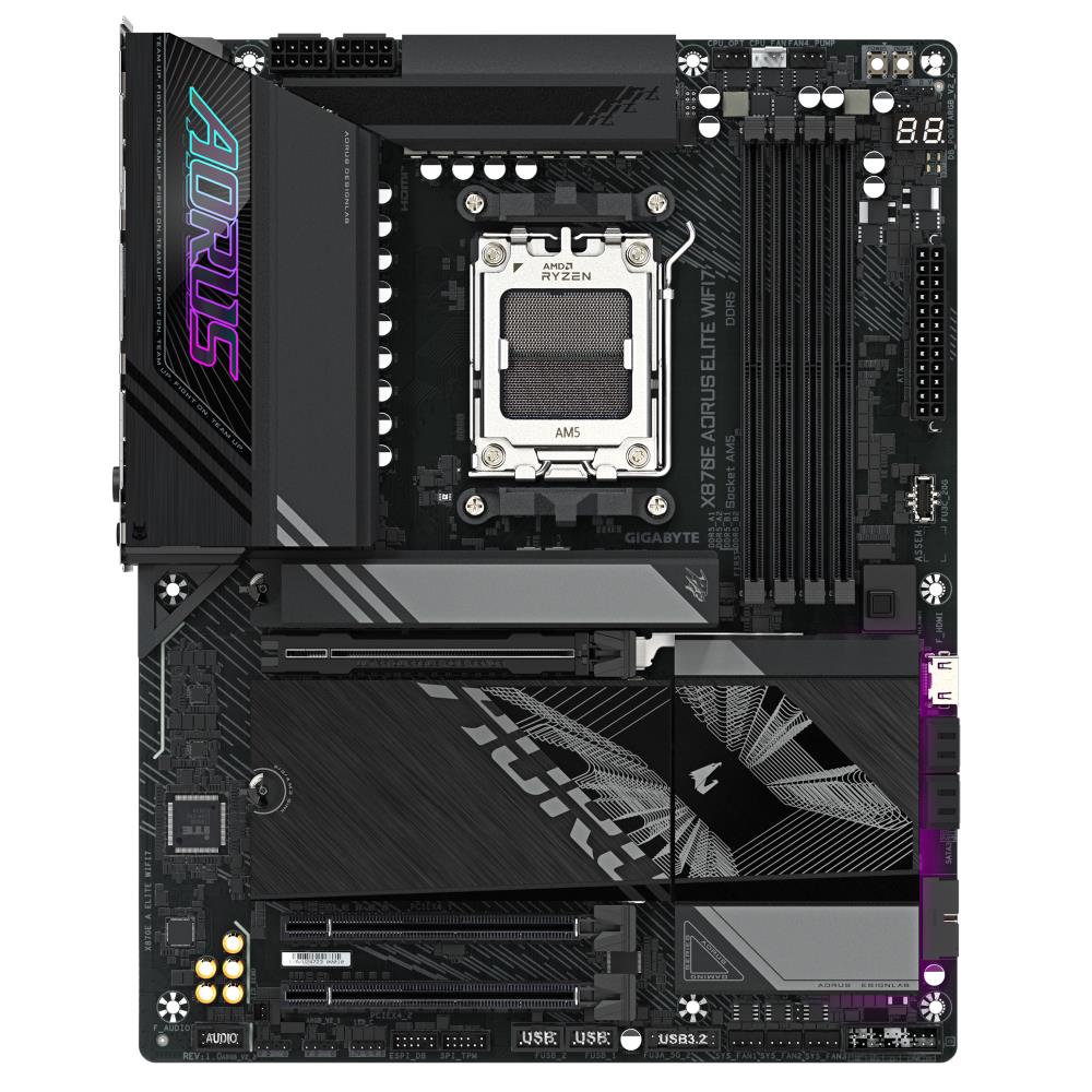 Emaplaat|GIGABYTE|AMD X870E|SAM5|ATX|Memory DDR5|Memory slots 4|1xPCI-E&...