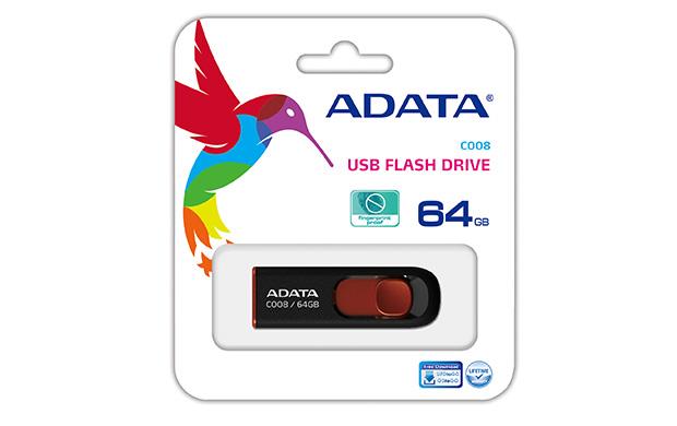 MÄLUPULK FLASH USB2 64GB/BLACK/RED AC008-64G-RKD ADATA