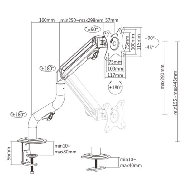 DISPLAY ACC MOUNTING ARM/17-32″ MA-DA1-02 GEMBIRD