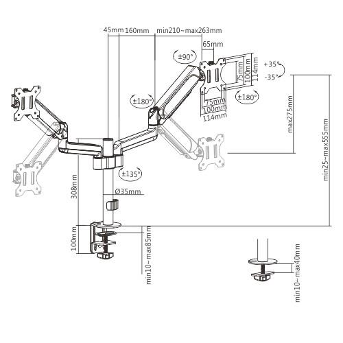 DISPLAY ACC MOUNTING ARM/17-32″ MA-DA2P-01 GEMBIRD