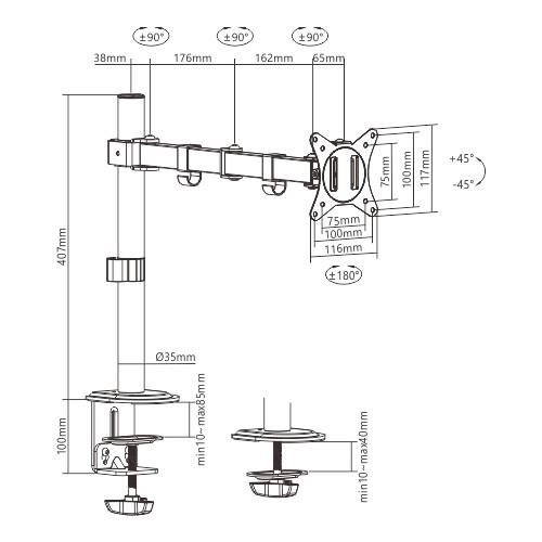 DISPLAY ACC MOUNTING ARM/17-32″ MA-D1-01 GEMBIRD
