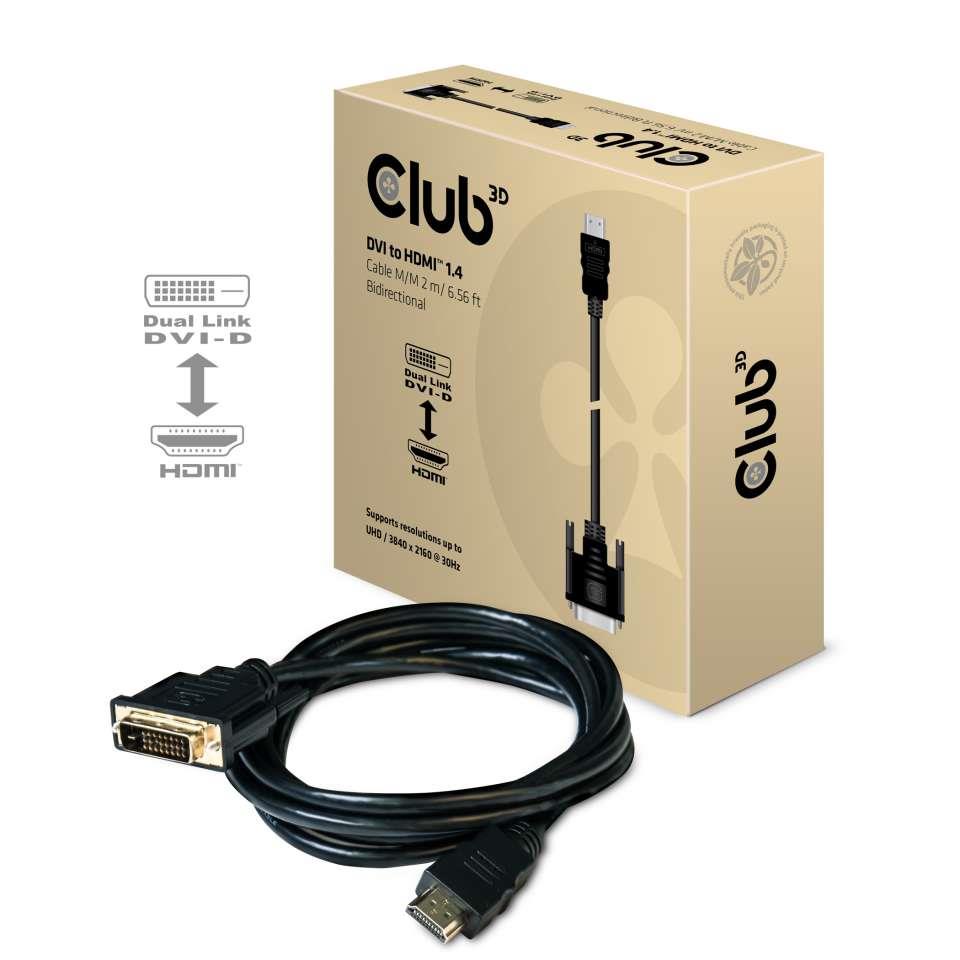 KAABEL DVI-D TO HDMI 2M/M/M CAC-1210 CLUB3D