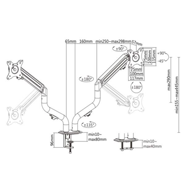 DISPLAY ACC MOUNTING ARM/17-32″ MA-DA2-02 GEMBIRD
