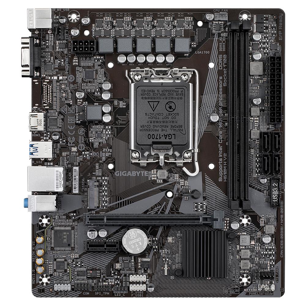 Mainboard|GIGABYTE|Intel H610|LGA1700|Micro-ATX|Memory DDR5|Memory slots 2|1xPCI-Express 3.0 1x|1xPCI-Express 4.0 16x|1xM.2|1x15pin D-sub|1xHDMI|4xUSB 2.0|2xUSB 3.2|1xPS/2|1xRJ45|3xAudio port|H610MHV21.0