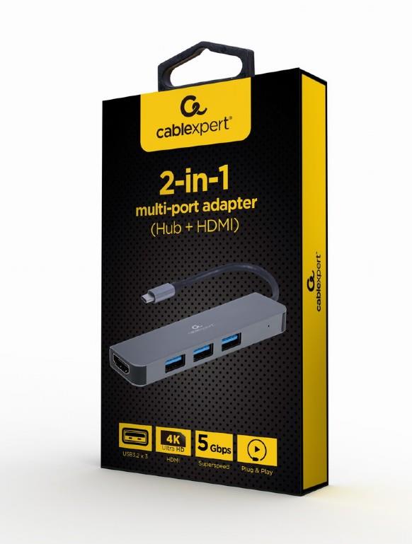 I/O ADAPTER USB-C TO HDMI/USB3/2IN1 A-CM-COMBO2-01 GEMBIRD