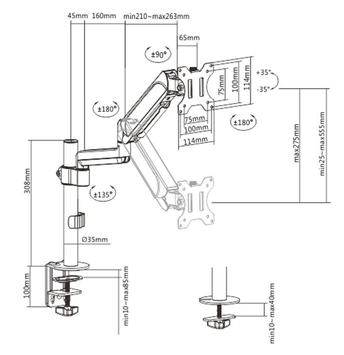 DISPLAY ACC MOUNTING ARM/17-32″ MA-DA1P-01 GEMBIRD