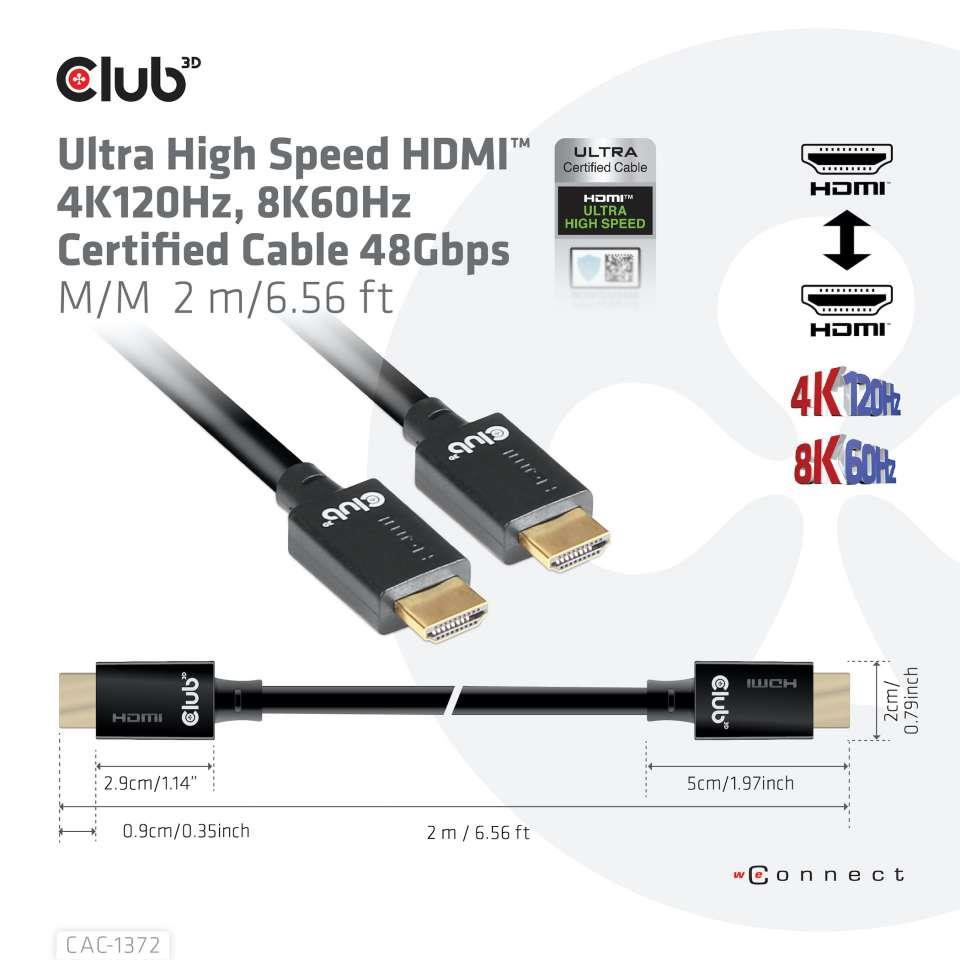 KAABEL HDMI TO HDMI 2M/M/M CAC-1372 CLUB3D