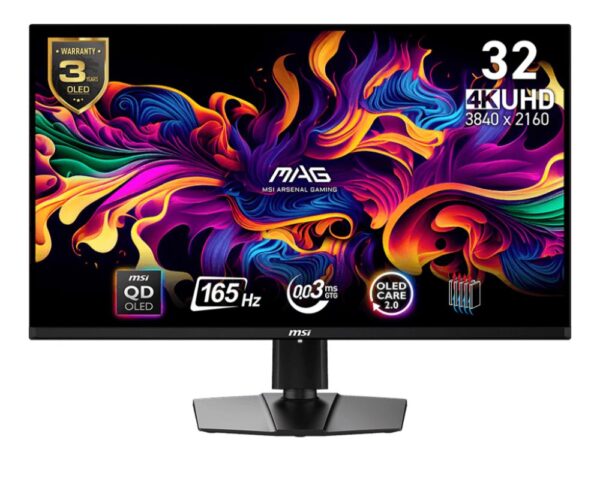 Monitor|MSI|31.5″|Mänguri|Panel QD-OLED|3840×2160|16:9|165Hz|0...