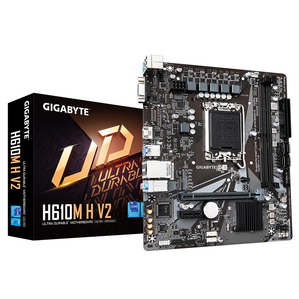 Emaplaat|GIGABYTE|Intel H610|LGA1700|Micro-ATX|Memory DDR5|Memory slots&...