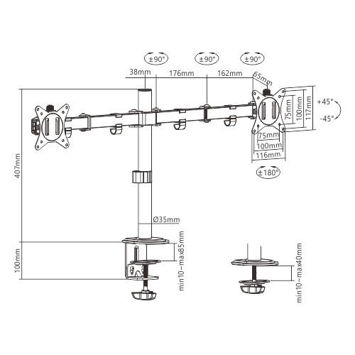 DISPLAY ACC MOUNTING ARM/17-32″ MA-D2-01 GEMBIRD