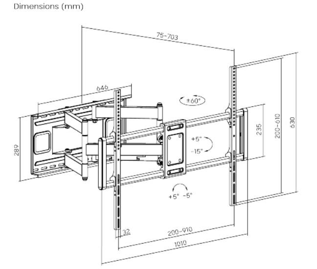 TV SET ACC WALL MOUNT 60-120″/WM-120ST-01 GEMBIRD