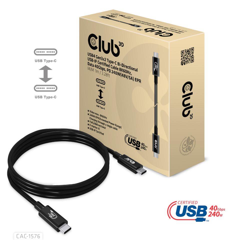 KAABEL USB-C TO USB-C 1M/M/M CAC-1576 CLUB3D