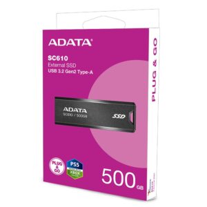 Väline SSD|ADATA|SC610|500GB|USB 3.2|Write speed 500 MBytes/sec|Read s...