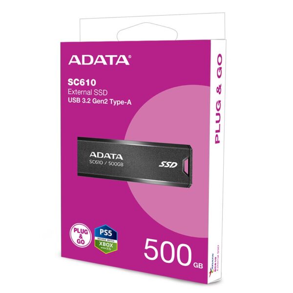 Väline SSD|ADATA|SC610|500GB|USB 3.2|Write speed 500 MBytes/sec|Read s...
